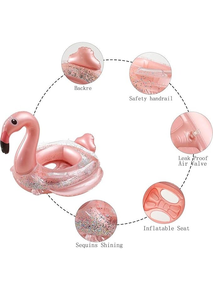 TAPIT Inflatable Flamingo Pool Floats for Kids Swim Rings with Safety Seat and Handle Pool Tubes for Floating Fun Beach Floaties Summer Party Pool Toys for Toddlers Swimming Ring - Image 2